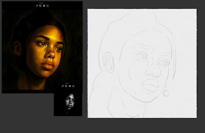 Digitale Skizze in Rebelle 8 mit Stiftwerkzeugen